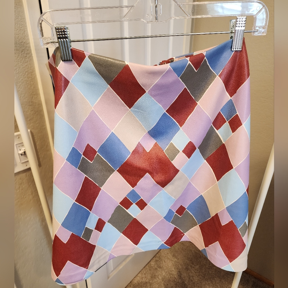 Eloquii Faux Leather Geometric Mini Skirt